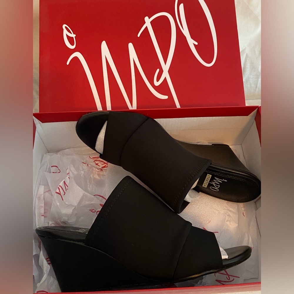 Impo Black Open-Toe Wedge Sandals